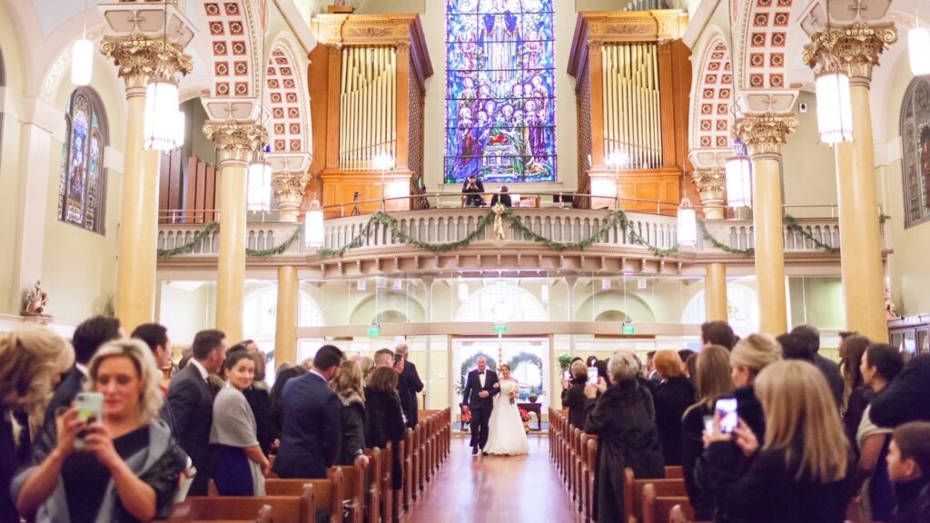 Wedding in St Cecilia Catholic Church, Boston