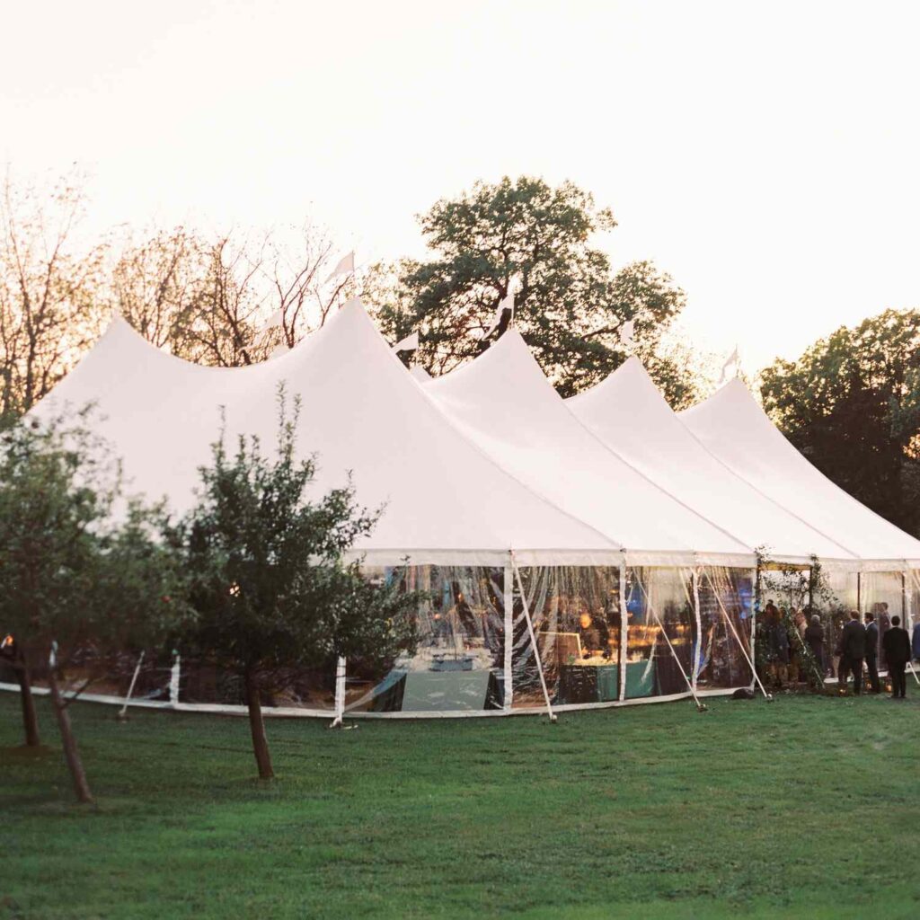 Wedding tent with guests