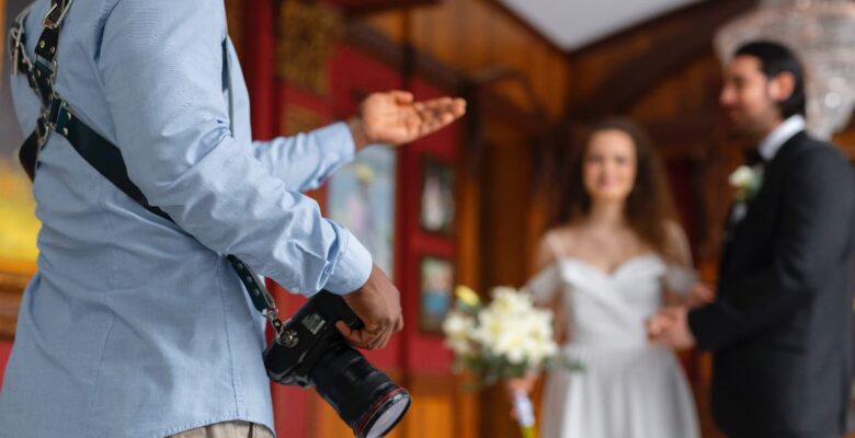 Photographer at a wedding photo shoot