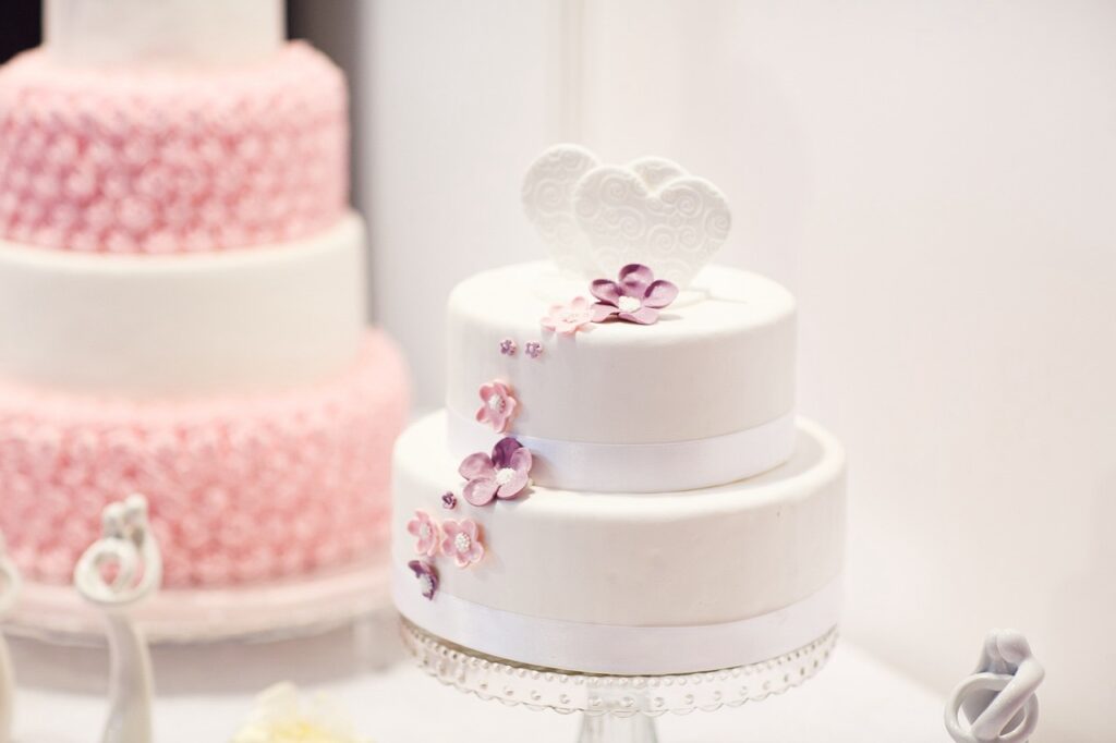 Wedding cake with hearts