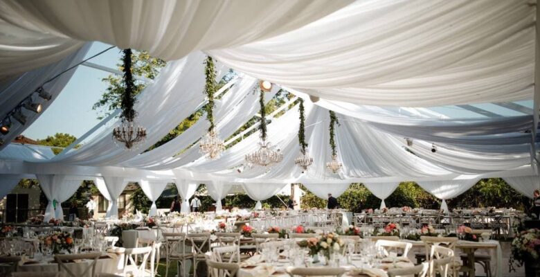 Wedding tent with tables