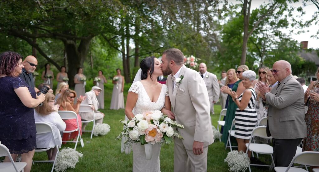 Groom kisses the bride