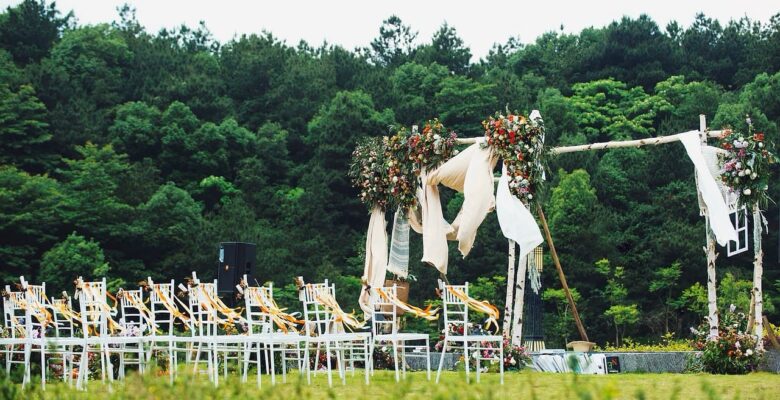 Wedding venue against the backdrop of the forest