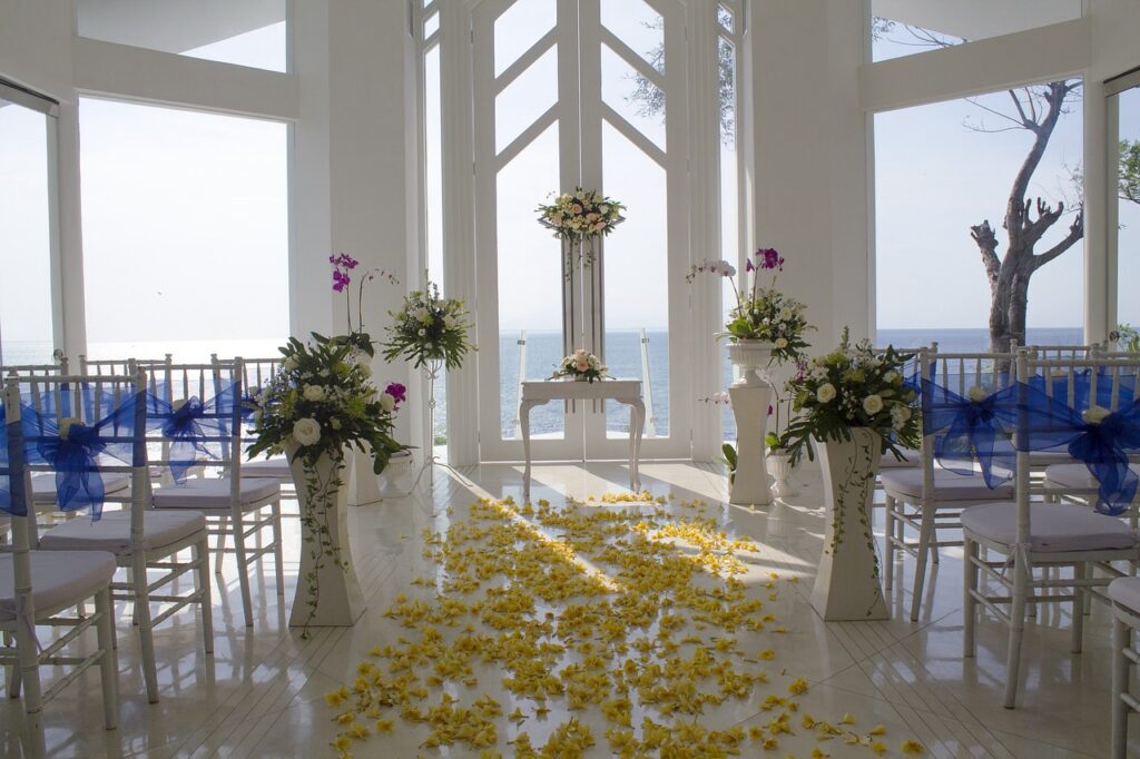 Wedding hall with sea view